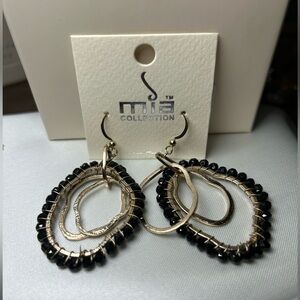 MIA COLLECTION Black and Gold layered Hoop Earrings